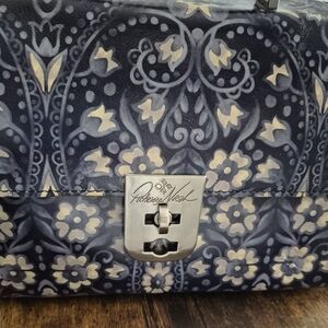 Patricia Nash Navy & Creamy White Floral Satchel/ Crossbody Handbag